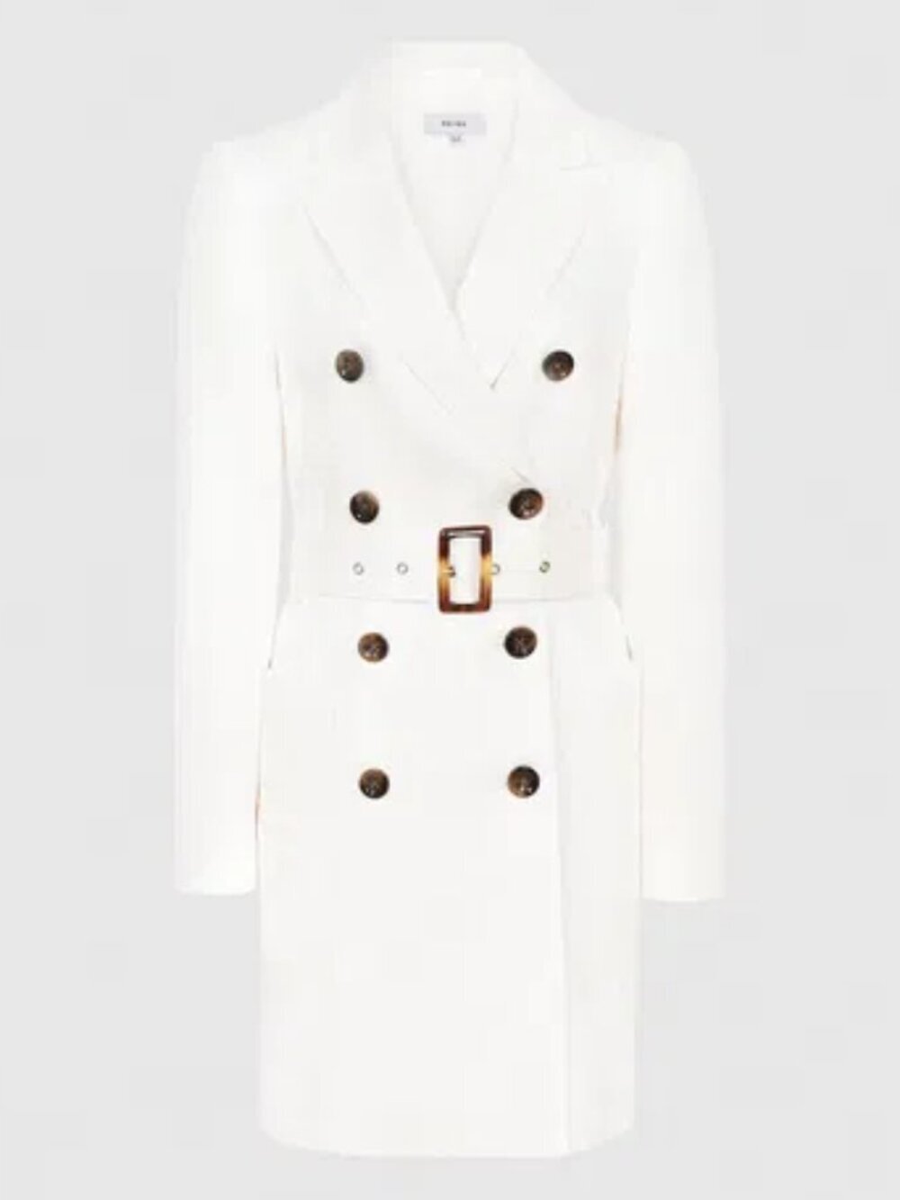 REISS Beatrice Linen-Blend Belted Tuxedo Mini Dress US 4 NWOT - Picture 3 of 8